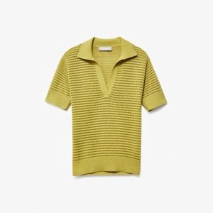 Everlane Green Collar Short Sleeve Sweater